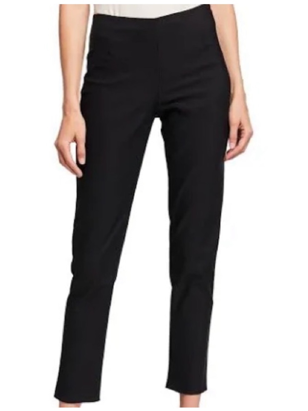 Pearl by Lela Rose Susie black ponte knit slim ankle pants Made in USA